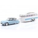 Cochesdemetal.es 1959 Citroen DS 19 Azul Nube/Berenjena + Caravana Henon Blanca/Azul 1:18 Norev 181760