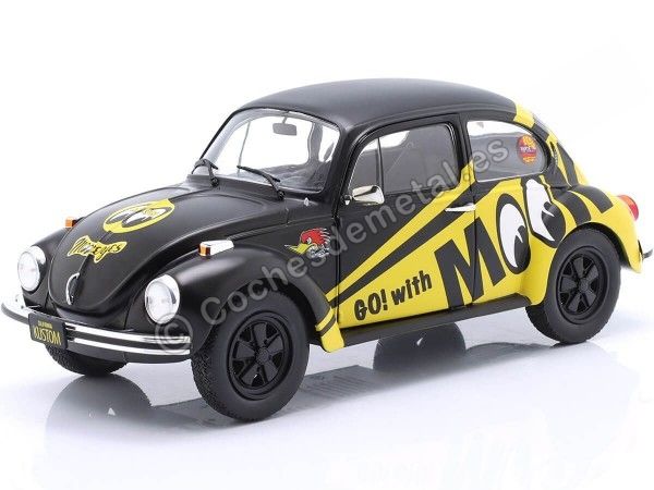 Cochesdemetal.es 1974 Volkswagen VW Beetle/Escarabajo 1303 "Go with Moon" Negro/Amarillo 1:18 Solido S1800519