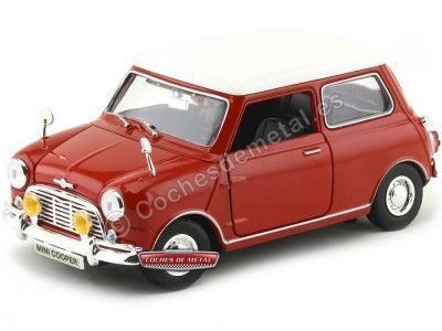1959 Old Mini Cooper Rojo-Blanco 1:18 Motor Max 73113 Cochesdemetal.es