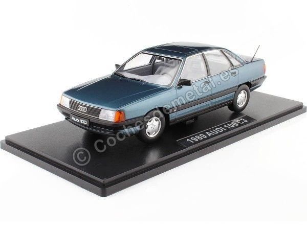 Cochesdemetal.es 1989 Audi 100 2.3E C3 Verde Azulado Lago Metalizado 1:18 Triple-9 1800350