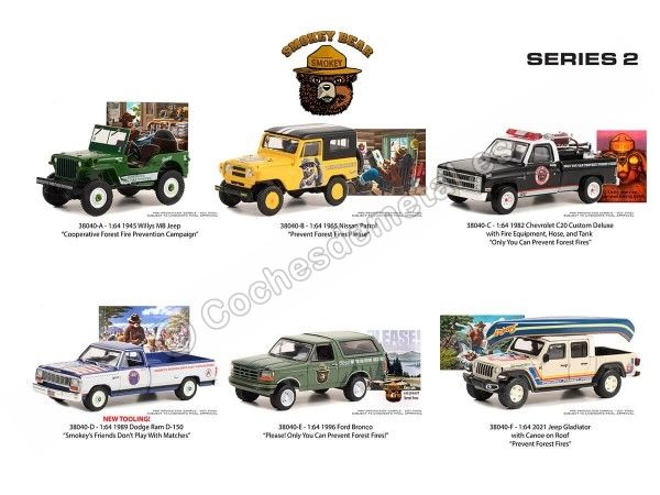 Cochesdemetal.es Lote de 6 Modelos "Smokey Bear Series 2" 1:64 Greenlight 38040