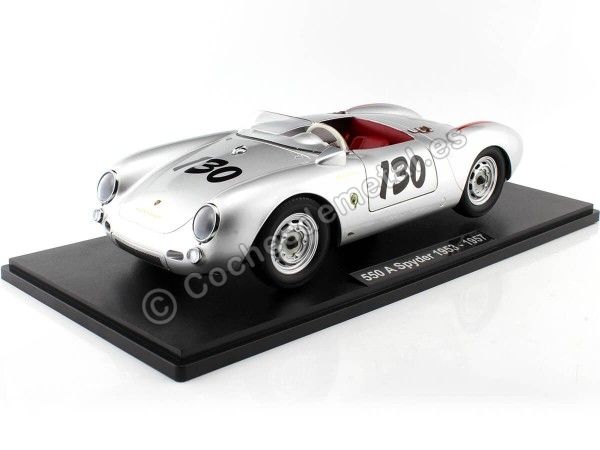 Cochesdemetal.es 1956 Porsche 550A Spyder "Pequeño Bastardo, Nº130 James Dean" Plateado/Rojo 1:12 KK-Scale KKDC120111