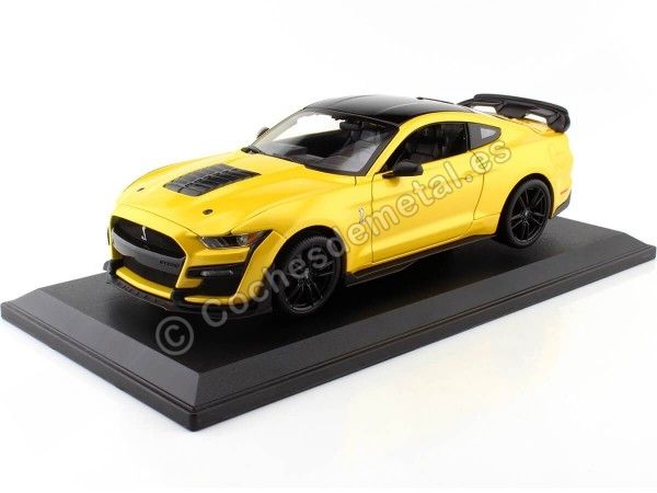 Cochesdemetal.es 2020 Ford Mustang Shelby GT500 Amarillo/Negro 1:18 Maisto 31452