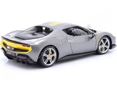 Cochesdemetal.es 2022 Ferrari 296 GTB Assetto Fiorano Gris/Amarillo 1:18 Bburago 16017 2