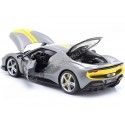 Cochesdemetal.es 2022 Ferrari 296 GTB Assetto Fiorano Gris/Amarillo 1:18 Bburago 16017