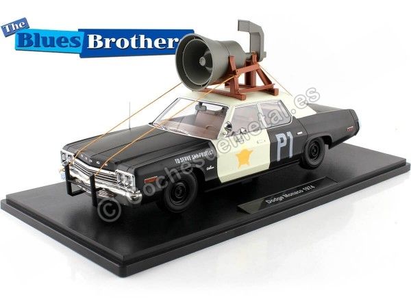 Cochesdemetal.es 1974 Dodge Monaco "Bluesmobile look-a-like Con Altavoz" Blanco/Negro1:18 KK-Scale KKDC181121