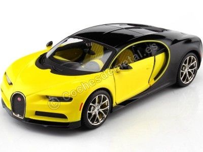 Cochesdemetal.es 2016 Bugatti Chiron Amarillo/Negro Metalizado 1:24 Maisto 32509