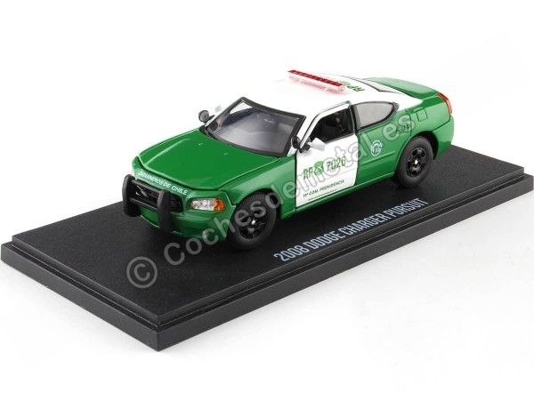 Cochesdemetal.es 2008 Dodge Charger Pursuit "Carabineros de Chile" Verde/Blanco 1:43 Greenlight 86596