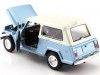 CARSDEMETAL.ES 1970 Jeep Jeepster Commando avec toit bleu métallique bleu clair 1:24 Welly 24117