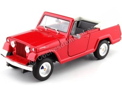 Cochesdemetal.es 1970 Jeep Jeepster Commando Convertible Rojo/Blanco 1:24 Welly 24117