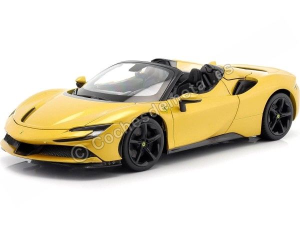 Cochesdemetal.es 2021 Ferrari SF90 Stradale Hybrid Spider Metallic Gold 1:18 Bburago 16016