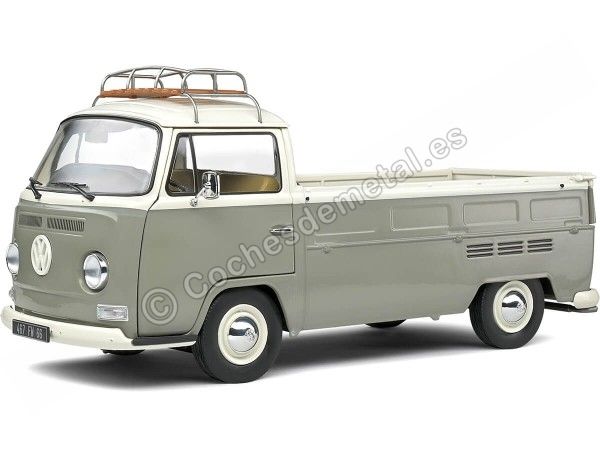 Cochesdemetal.es 1968 Volkswagen VW T2 Pick-Up Gris/Blanco 1:18 Solido S1809402