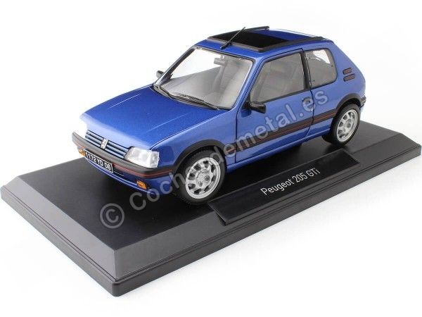 Cochesdemetal.es 1992 Peugeot 205 GTi 1.9 Con Techo Solar Azul Miami Metalizado 1:18 Norev 184844