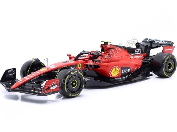 Cochesdemetal.es 2023 Scudería Ferrari F1 SF-23 Nº55 Carlos Sainz Ganador GP F1 Singapur 1:18 Bburago 16812S