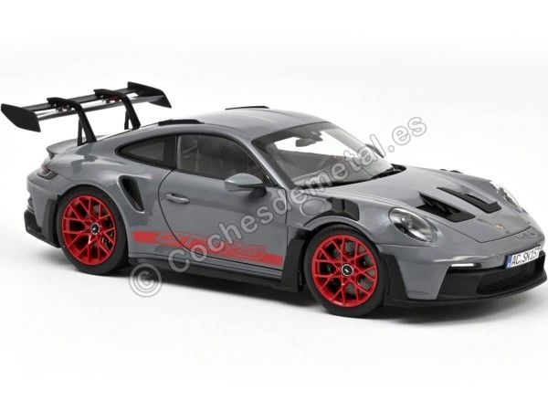 Cochesdemetal.es 2022 Porsche 911 GT3 RS Gris Artico/Rojo Pira 1:18 Norev 187350