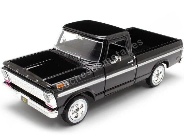 Cochesdemetal.es 1969 Ford F100 Pickup Negro Metalizado 1:24 Motor MAX 79315