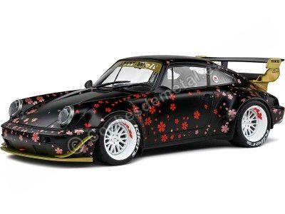 Cochesdemetal.es 2021 Porsche 911 (964) RWB Rauh-Welt Aoki Negro con Decoración 1:18 Solido S1807507