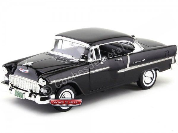 Cochesdemetal.es 1955 Chevrolet Bel Air dur noir métal 1:18 Motor max 73185