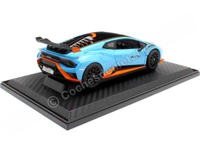 Cochesdemetal.es 2021 Lamborghini Huracan STO Azul Claro/Naranja 1:18 Rastar 63800 2