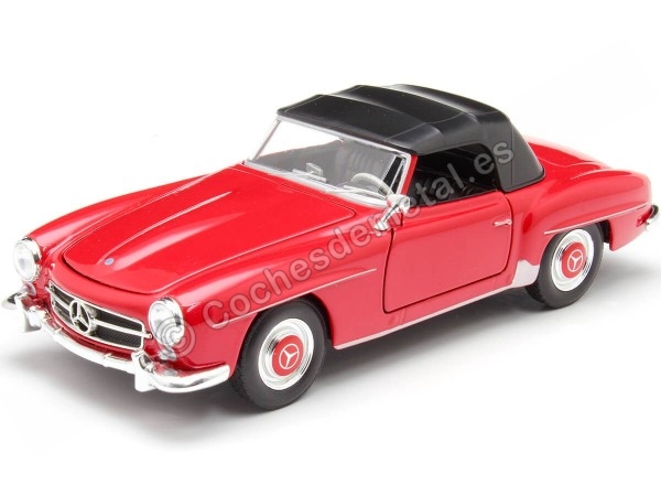 Cochesdemetal.es 1955 Mercedes-Benz 190SL (W121) Convertible Rojo/Negro 1:24 Welly 24118