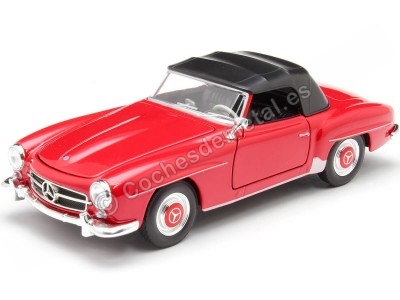 Cochesdemetal.es 1955 Mercedes-Benz 190SL (W121) Convertible Rojo/Negro 1:24 Welly 24118