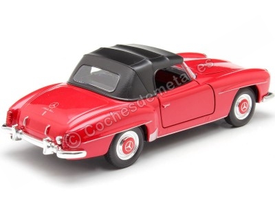 Cochesdemetal.es 1955 Mercedes-Benz 190SL (W121) Convertible Rojo/Negro 1:24 Welly 24118 2