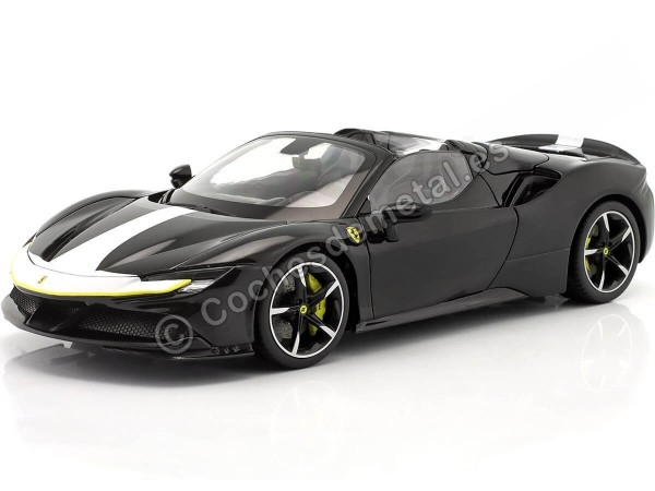 Cochesdemetal.es 2021 Ferrari SF90 Spider Assetto Fiorano Negro/Blanco 1:18 Bburago 16910