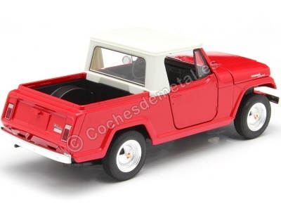 Cochesdemetal.es 1967 Jeep Jeepster Commando Station Wagon Pick-Up Rojo/Blanco 1:24 Welly 24117 2