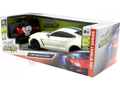 Cochesdemetal.es 2021 Ford Shelby GT350 Blanco/Azul Radio Control 1:24 Maisto Tech R/C 31384B 2