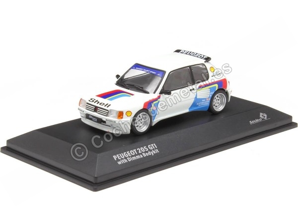 Cochesdemetal.es 1991 Peugeot 205 GTI + Dimma Bodykit Blanco Decorado 1:43 Solido S4310805