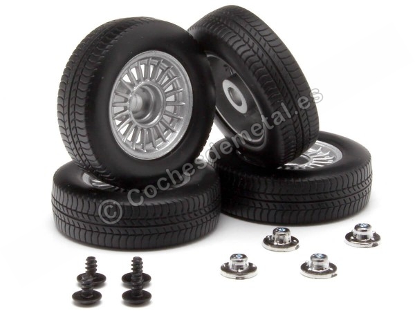 Cochesdemetal.es Set 4 Ruedas BMW E21 Plateado 1:18 KK-Scale KKDCACC012