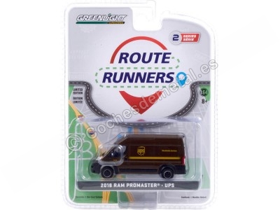 Cochesdemetal.es 2018 Dodge Ram ProMaster 2500 Cargo Techo Alto UPS "Route Runners Series 2" 1:64 Greenlight 53020D 2