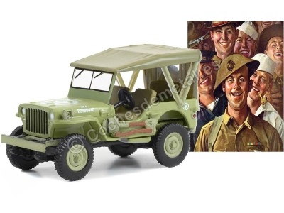 Cochesdemetal.es 1945 Willys MB Jeep U.S. Army "Norman Rockwell Series 5" 1:64 Greenlight 54080B