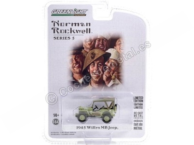 Cochesdemetal.es 1945 Willys MB Jeep U.S. Army "Norman Rockwell Series 5" 1:64 Greenlight 54080B 2