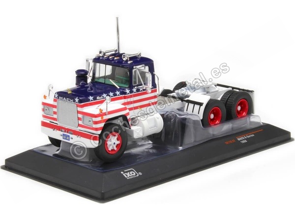 Cochesdemetal.es 1966 Cabeza Tractora Mack R-Series Blanco/Azul/Rojo Decorado 1:43 IXO Models TR178.22