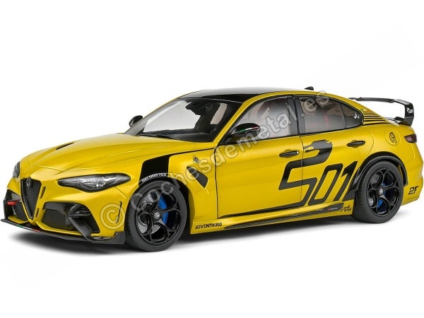 Cochesdemetal.es 2022 Alfa Romeo GTAm 501 Nagemaakt Amarillo Metalizado Decorado 1:18 Solido S1806905