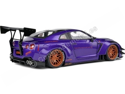 Cochesdemetal.es 2022 Nissan GT-R (R35) Liberty Walk Kit Type 2 "Purplezilla" Púrpura Metalizado/Negro 1:18 Solido S1805812 2