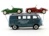 Cochesdemetal.es 1958 Volkswagen VW T1 Minibus Car Transporter Azul + 2X F-125 Spider Verde/Rojo 1:18 Schuco 0278