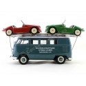 Cochesdemetal.es 1958 Volkswagen VW T1 Minibus Car Transporter Azul + 2X F-125 Spider Verde/Rojo 1:18 Schuco 0278