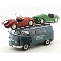 Cochesdemetal.es 1958 Volkswagen VW T1 Minibus Car Transporter Azul + 2X F-125 Spider Verde/Rojo 1:18 Schuco 0278