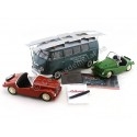 Cochesdemetal.es 1958 Volkswagen VW T1 Minibus Car Transporter Azul + 2X F-125 Spider Verde/Rojo 1:18 Schuco 0278