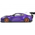 Cochesdemetal.es 2022 Nissan GT-R (R35) Liberty Walk Kit Type 2 "Purplezilla" Púrpura Metalizado/Negro 1:18 Solido S1805812