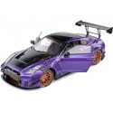 CARSDEMETAL.ES 2022 Nissan GT-R (R35) Liberty Walk Kit Type 2 "Purnezilla" Purple Metallic / Black 1:18 Solino S1805812