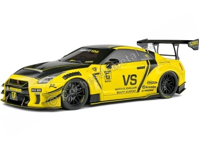 Cochesdemetal.es 2020 Nissan GT-R (R35) Liberty Walk Kit Type 2 Amarillo/Negro 1:18 Solido S1805809