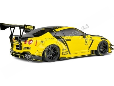 Cochesdemetal.es 2020 Nissan GT-R (R35) Liberty Walk Kit Type 2 Amarillo/Negro 1:18 Solido S1805809 2