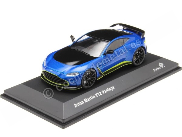 Cochesdemetal.es 2023 Aston Martin Vantage V12 Azul/Amarillo 1:43 Solido S4314103