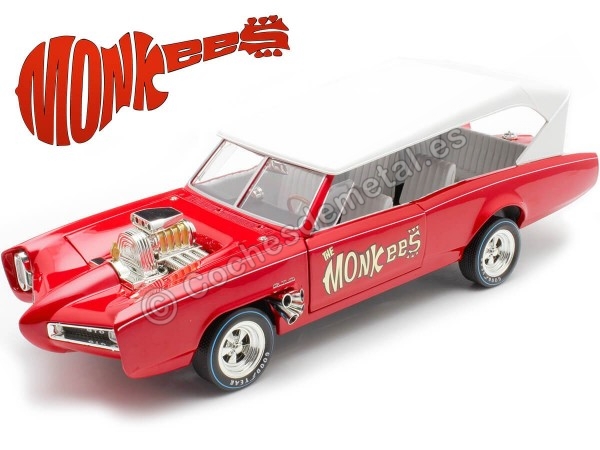 Cochesdemetal.es 1966 Dragster "The Monkees" Rojo/Blanco 1:18 Auto World AWSS144