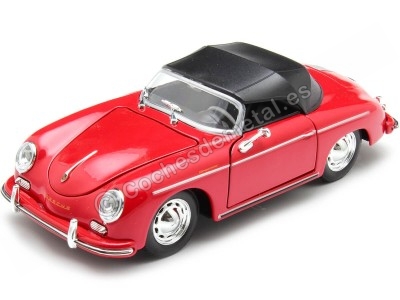 Cochesdemetal.es 1956 Porsche 356A Speedster 1600 Super Convertible Rojo 1:24 Welly 24106