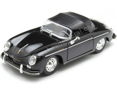 Cochesdemetal.es 1956 Porsche 356A Speedster 1600 Super Convertible Negro 1:24 Welly 24106