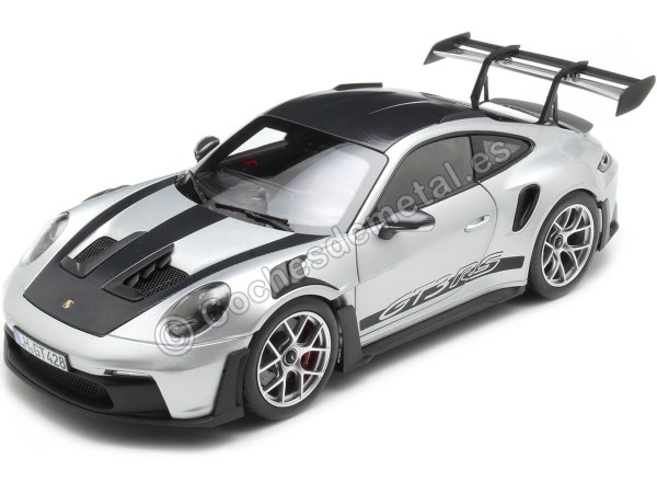 Cochesdemetal.es 2022 Porsche 911 GT3 RS con Pack Weissach GT Plateado/Negro 1:18 Norev 187366